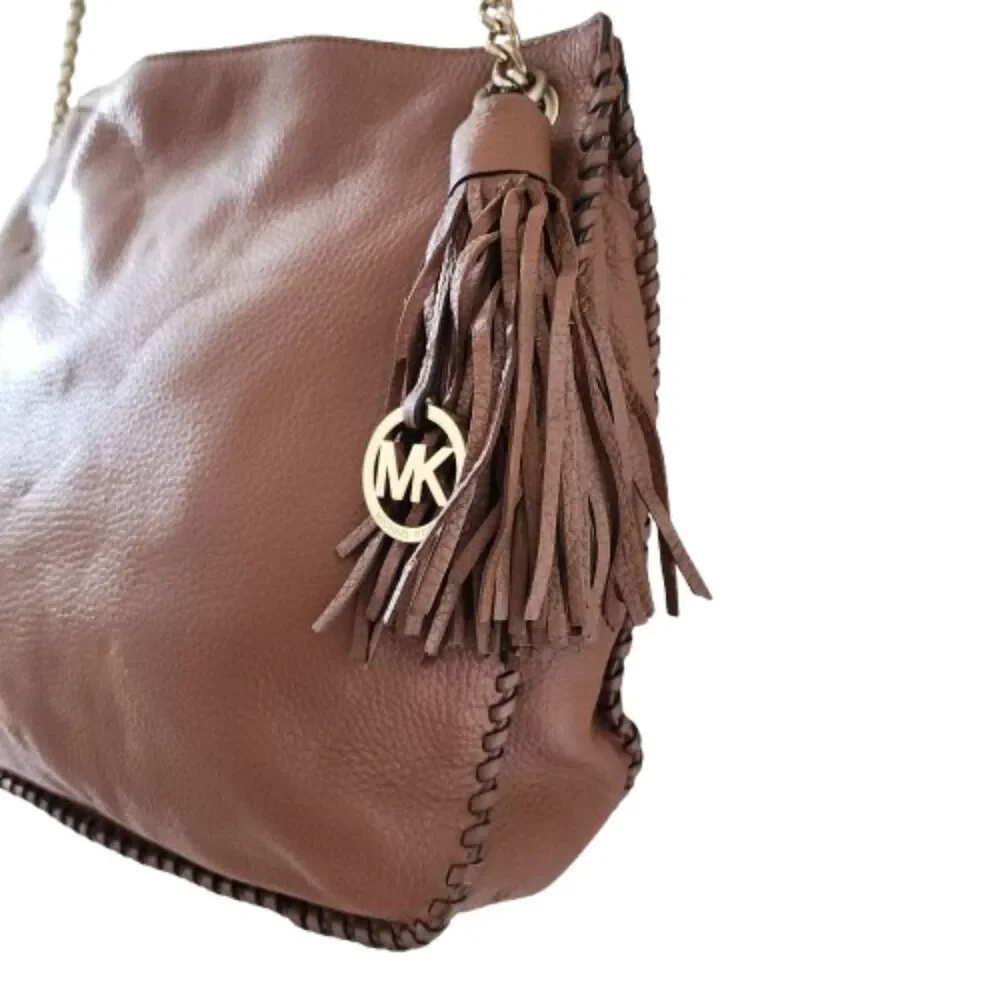 MICHAEL KORS Whipped Chelsea Leather Shoulder Bag Purse Handbag Acorn - Picture 8 of 10